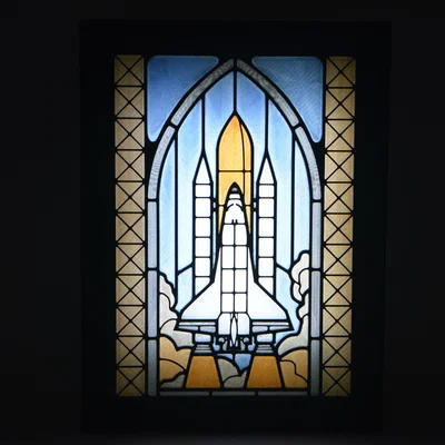 Hộp Đèn Lightbox Kính Màu (Stained Glass) Tàu Con Thoi Không Gian
