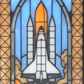 Hộp Đèn Lightbox Kính Màu (Stained Glass) Tàu Con Thoi Không Gian - Thumbnail 3