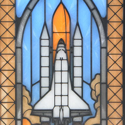 Hộp Đèn Lightbox Kính Màu (Stained Glass) Tàu Con Thoi Không Gian