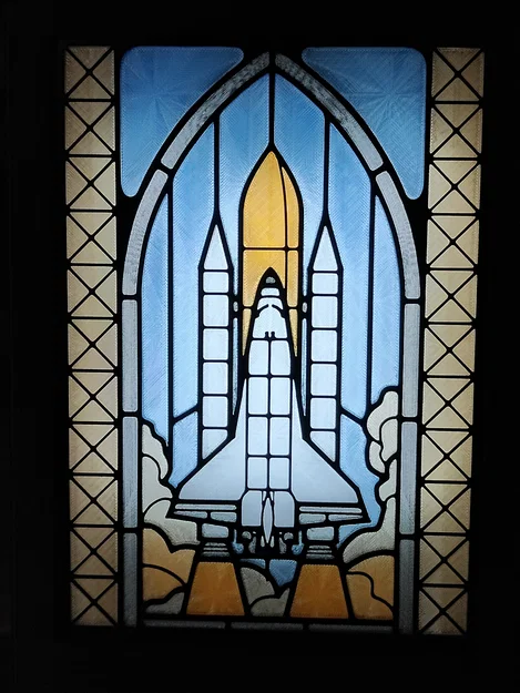 Hộp Đèn Lightbox Kính Màu (Stained Glass) Tàu Con Thoi Không Gian - Image 6