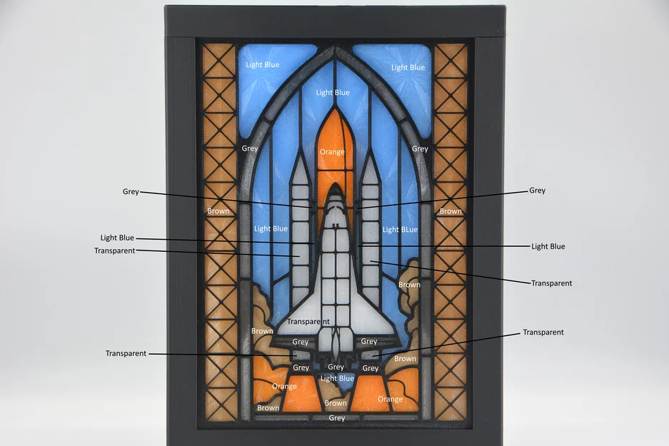 Hộp Đèn Lightbox Kính Màu (Stained Glass) Tàu Con Thoi Không Gian - Image 8