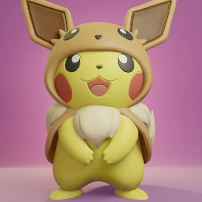 Mô hình 3D Pikachu hóa trang Eeveelutions siêu đáng yêu