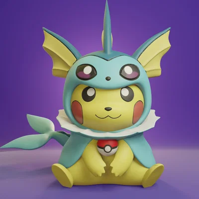 Mô hình 3D Pikachu hóa trang Eeveelutions siêu đáng yêu