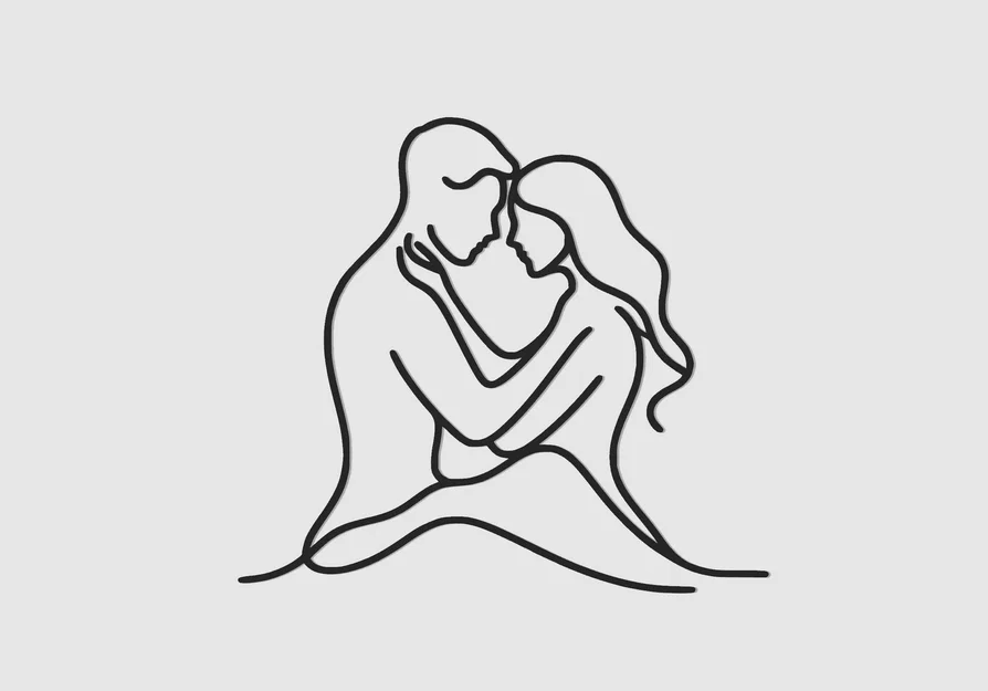 Trang trí tường line art Cặp đôi ngọt ngào Nam & Nữ - Image 1