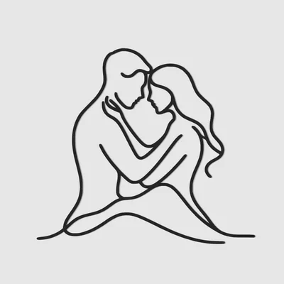 Trang trí tường line art Cặp đôi ngọt ngào Nam & Nữ