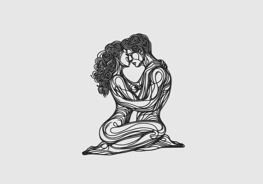 Line art treo tường cặp đôi yêu nhau (Love couple Wall art Line art) - Image 1