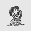 Line art treo tường cặp đôi yêu nhau (Love couple Wall art Line art) - Thumbnail 1