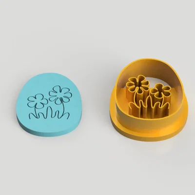 Cutter Đất Sét Polymer Trứng Phục Sinh Hoa (Happy Easter Egg with Flowers) - STL