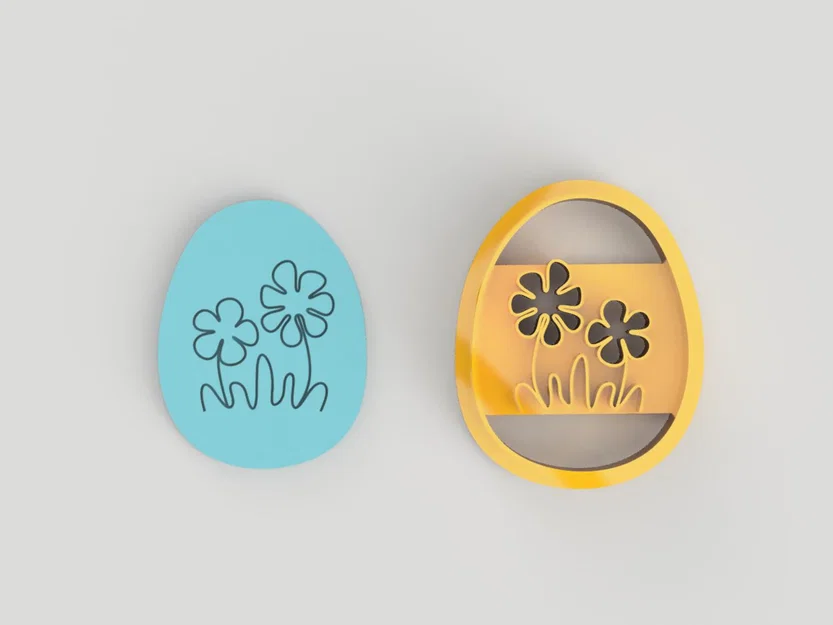Cutter Đất Sét Polymer Trứng Phục Sinh Hoa (Happy Easter Egg with Flowers) - STL - Image 5