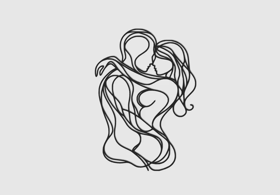 Trang trí tường line art cặp đôi - Image 1