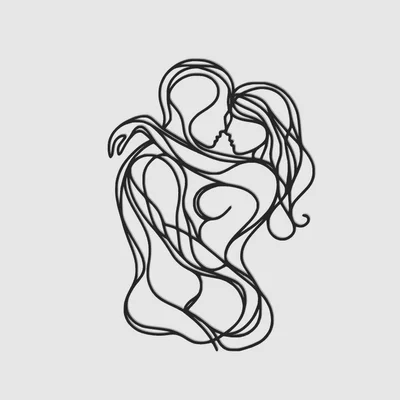 Trang trí tường line art cặp đôi