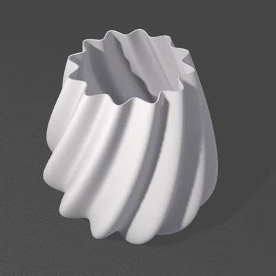 Chậu cây xoắn ốc trang trí (High Twist Wave Pot Vase) in 3D