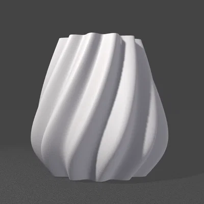 Chậu cây xoắn ốc trang trí (High Twist Wave Pot Vase) in 3D