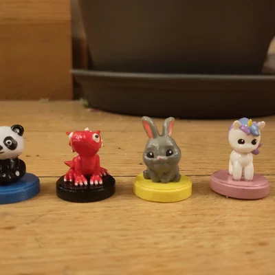 Bộ pawn/meeple/miniature dễ thương cho boardgame gia đình - đế 28mm