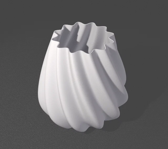 Chậu Hoa Xoắn Ốc Trang Trí (Right High Twist Wave Pot Vase) 3D - Image 1