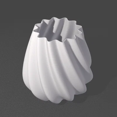 Chậu Hoa Xoắn Ốc Trang Trí (Right High Twist Wave Pot Vase) 3D