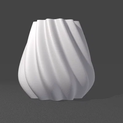 Chậu Hoa Xoắn Ốc Trang Trí (Right High Twist Wave Pot Vase) 3D
