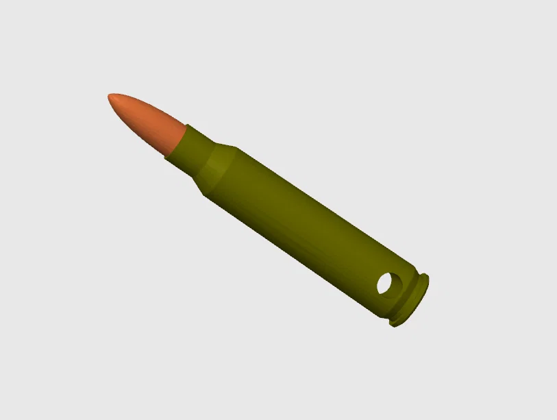 Mô hình mặt dây chuyền, móc khóa hình viên đạn 5.56 NATO (STL File) - Image 2