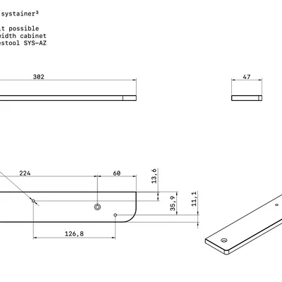 Tấm shim/spacer cho tủ Festool SYS-AZ (systainer³ drawer rail m4 7mm Pro)