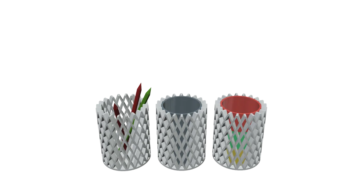 Ống cắm bút 3D để bàn thiết kế lưới hiện đại, in không cần support - Image 2