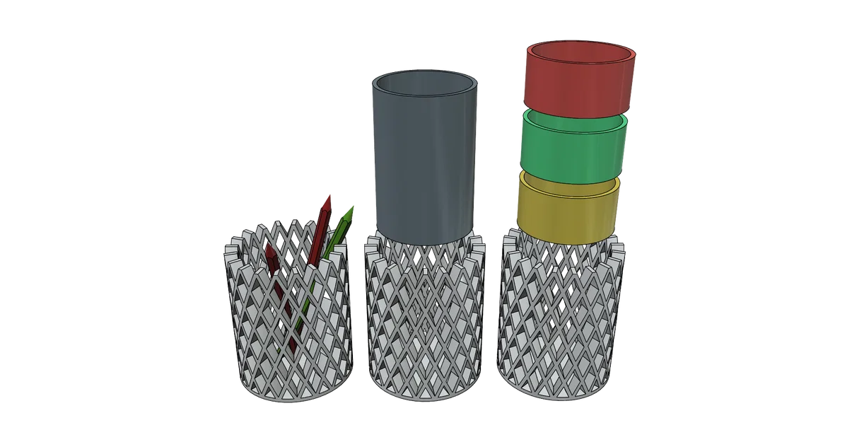 Ống cắm bút 3D để bàn thiết kế lưới hiện đại, in không cần support - Image 3