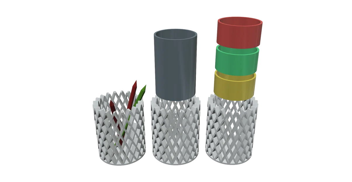 Ống cắm bút 3D để bàn thiết kế lưới hiện đại, in không cần support - Image 13