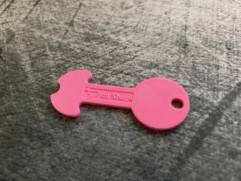 Mẫu chìa khóa mở xe đẩy siêu thị myShopi in 3D tiện lợi - Image 1