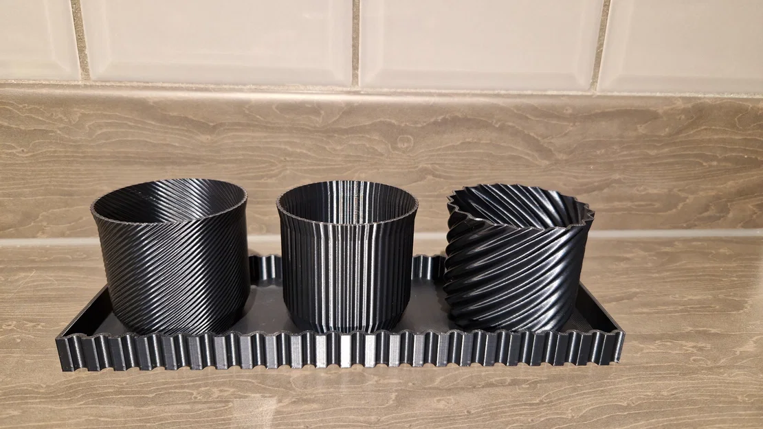 Bộ 3 chậu cây hiện đại kèm khay hứng nước - Image 1