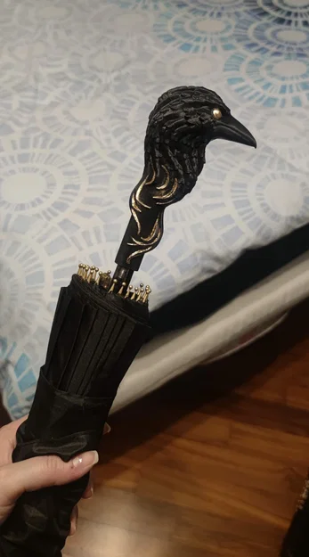 Tay cầm dù hình con quạ 3D (Umbrella Handle Crow) độc đáo - Image 1