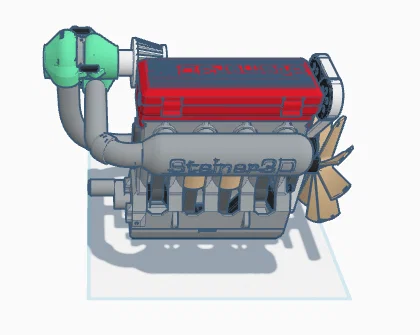 Mô hình động cơ 4 xi-lanh tăng áp (I4 Turbocharged Engine) in 3D - Image 1