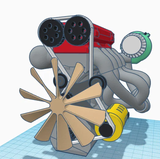 Mô hình động cơ 4 xi-lanh tăng áp (I4 Turbocharged Engine) in 3D - Image 2