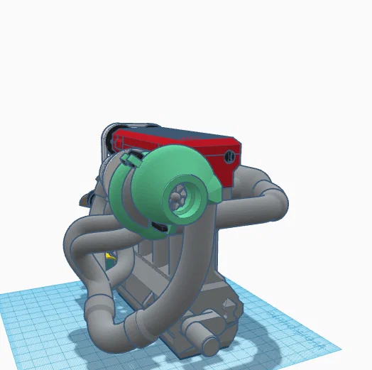 Mô hình động cơ 4 xi-lanh tăng áp (I4 Turbocharged Engine) in 3D - Image 3
