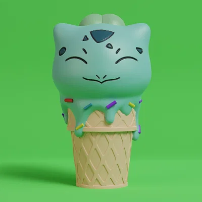 Mô hình 3D Bulbasaur Kem Ốc Quế Độc Đáo Cho Tín Đồ Pokémon