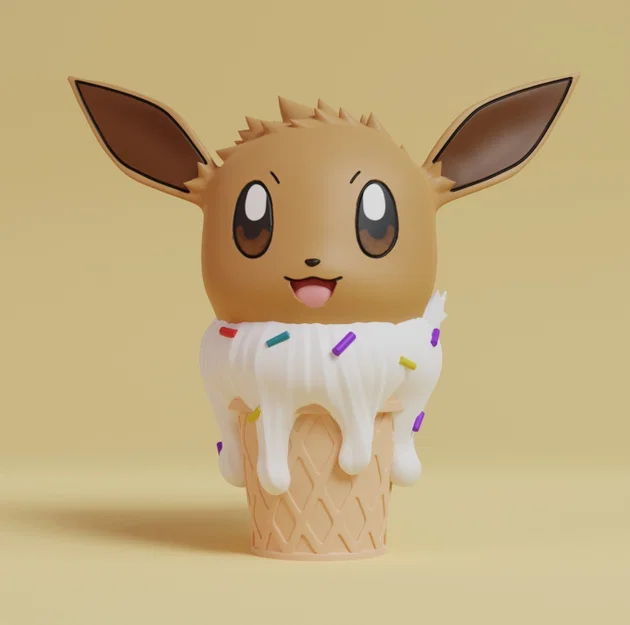 Mô hình in 3D Eevee kem ốc quế Pokemon xinh xắn - Image 1