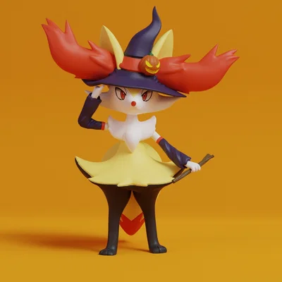 Mô hình 3D Braixen phù thủy Halloween độc đáo cho người hâm mộ Pokemon