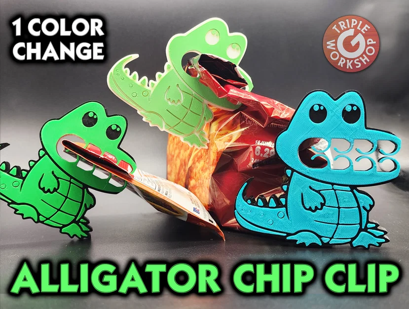 Kẹp miệng túi 3D hình cá sấu ngộ nghĩnh (Alligator Chip Clip) - Image 1