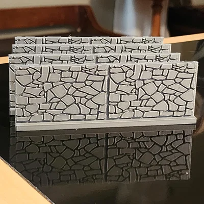 Mô hình tường đá 28mm không cần support cho game bàn cờ tabletop