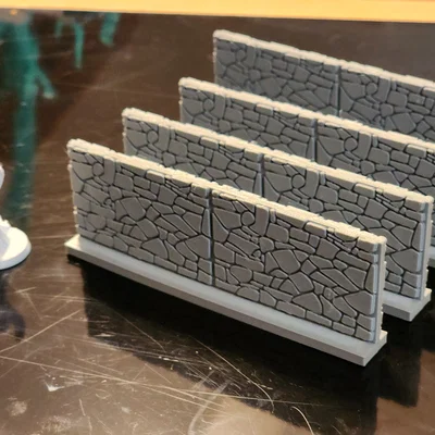 Mô hình tường đá 28mm không cần support cho game bàn cờ tabletop