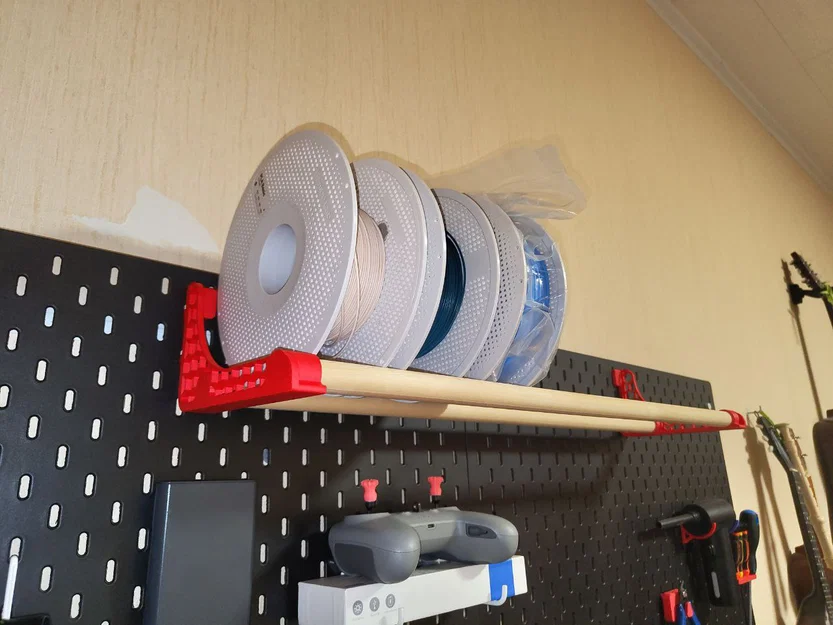 Giá treo cuộn filament 200mm cho IKEA Skadis (thanh dowel 22mm) - Image 1