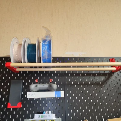 Giá treo cuộn filament 200mm cho IKEA Skadis (thanh dowel 22mm)