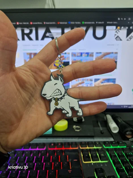 Móc khóa 3D hình chó Bull Terrier hoạt hình cực dễ thương - Image 1