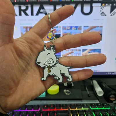 Móc khóa 3D hình chó Bull Terrier hoạt hình cực dễ thương