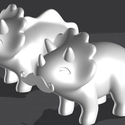 Mô hình in 3D khủng long Fancy Triceratops có ria mép độc đáo
