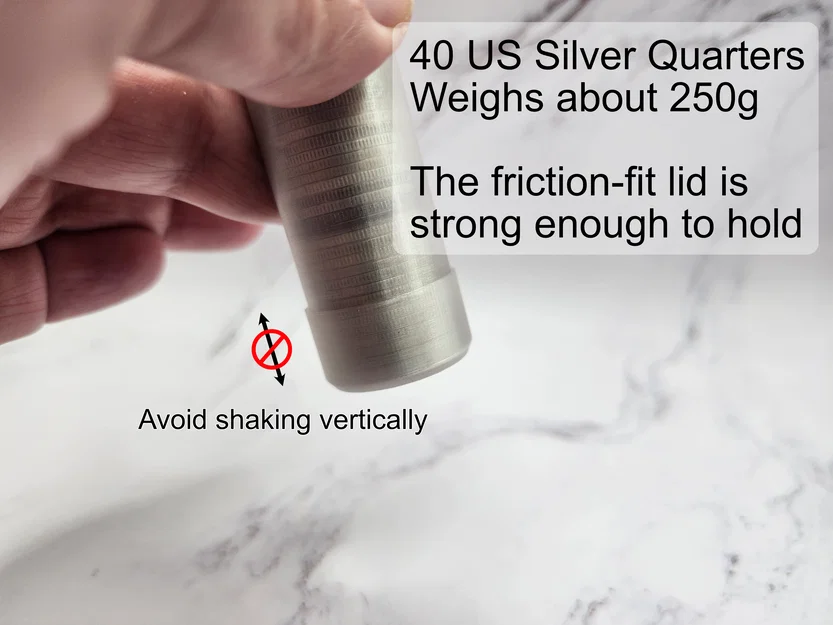 Ống Friction Fit đơn giản / Ống đựng xu [Parametric] - Image 3