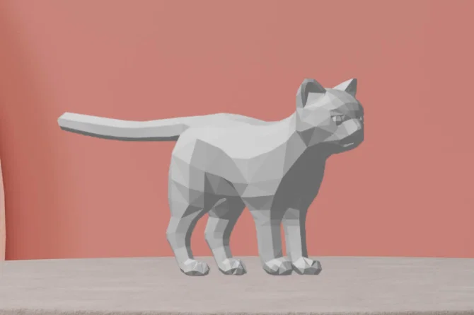 Mô hình mèo Low Poly (Low Poly Cat) in 3D cực xinh - Image 2
