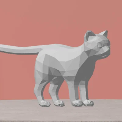 Mô hình mèo Low Poly (Low Poly Cat) in 3D cực xinh