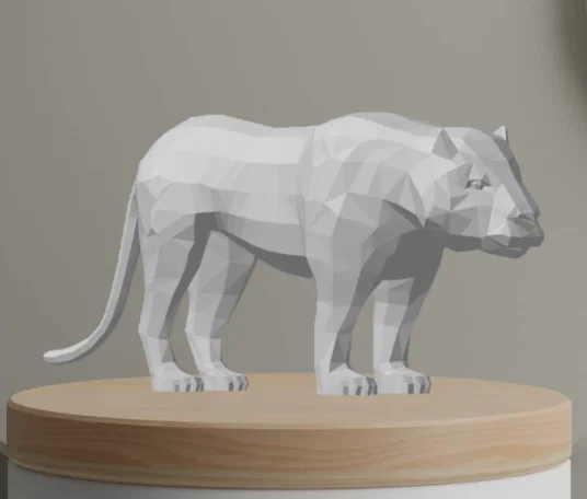 Mô hình báo sư tử (Cougar) phong cách Low-poly nghệ thuật để bàn - Image 2