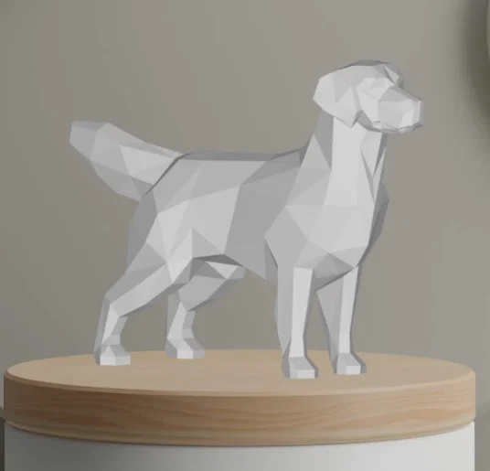 Mô hình chú chó Golden Retriever Low Poly in 3D đẹp mắt - Image 3