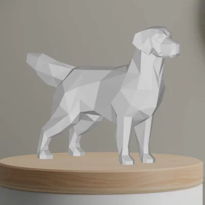 Mô hình chú chó Golden Retriever Low Poly in 3D đẹp mắt