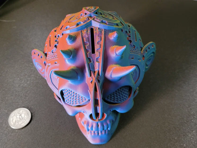 Ống Heo Cyberdemon Skull Coinbank (Sọ Cyberdemon Steampunk) - Image 5